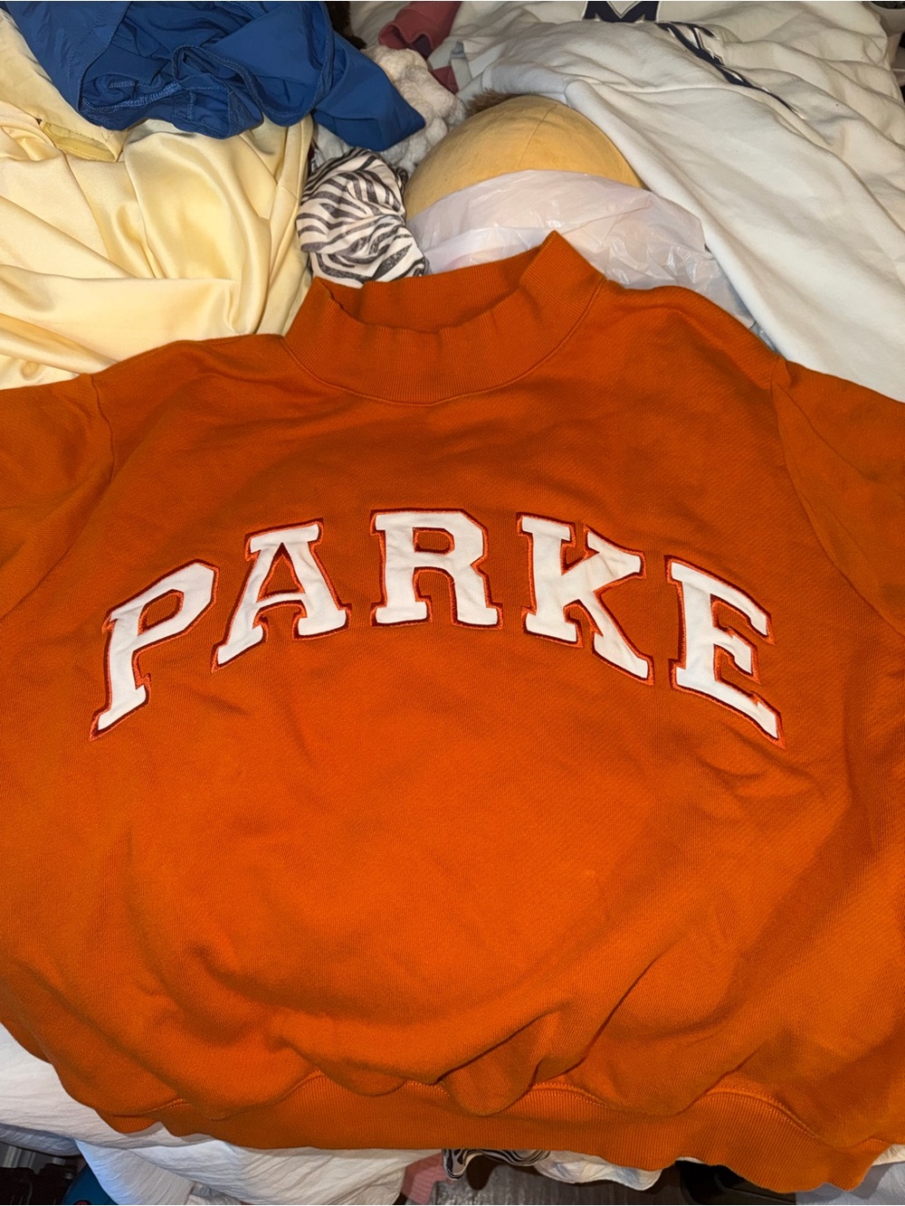 Parker Orange Pullover with White Collegiate Appliqué